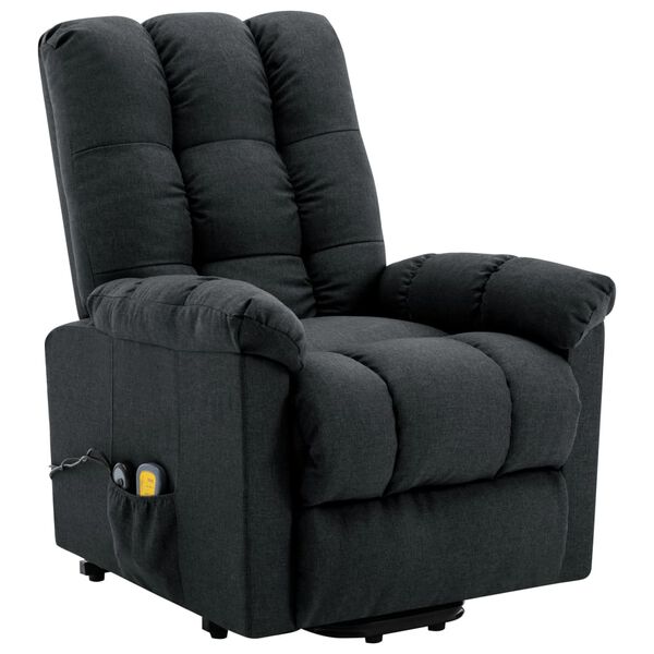 vidaXL Fauteuil de massage inclinable Gris fonc&eacute; Tissu