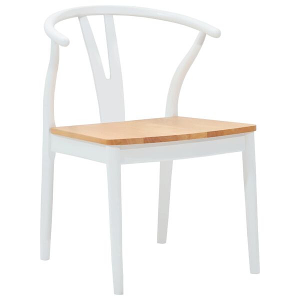 vidaXL Chaise de salle &agrave; manger 2 pcs Blanc et Naturel