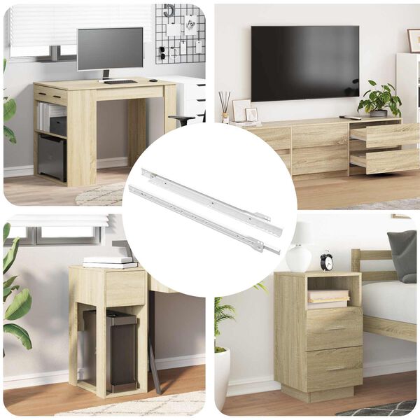 vidaXL Glissi&egrave;re de tiroir 2 pcs Blanc 400 mm Acier