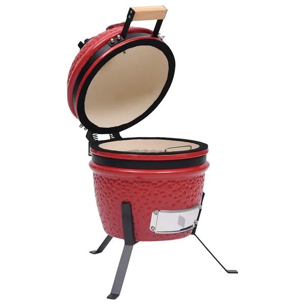 vidaXL Barbecue à fumoir Kamado 2-en-1 Céramique 56 cm Rouge