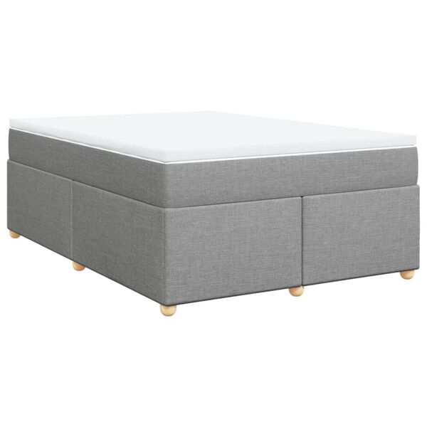 vidaXL Sommier &agrave; lattes de lit avec matelas Gris clair 140x200cm Tissu