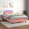 vidaXL Sommier &agrave; lattes de lit et matelas LED rose 120x190 cm velours