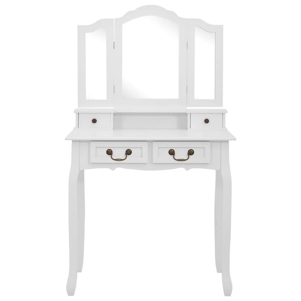 vidaXL Ensemble de coiffeuse avec tabouret Blanc 80x69x141cm Paulownia