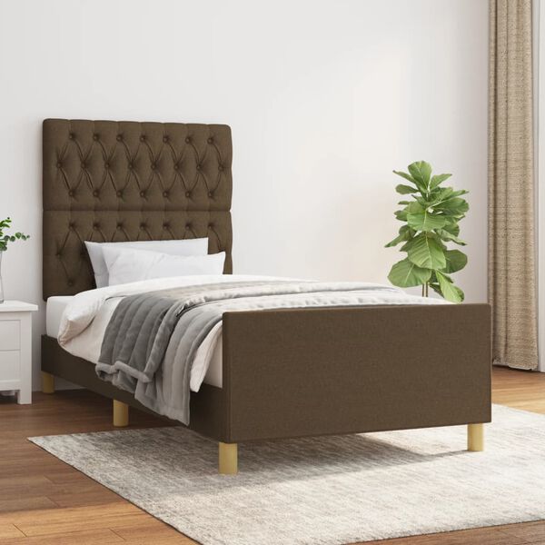 vidaXL Cadre de lit sans matelas marron fonc&eacute; 90x190 cm tissu