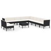 vidaXL Salon de jardin 12 pcs avec coussins r&eacute;sine tress&eacute;e noir