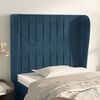 vidaXL T&ecirc;te de lit avec oreilles Bleu fonc&eacute; 93x23x118/128 cm Velours