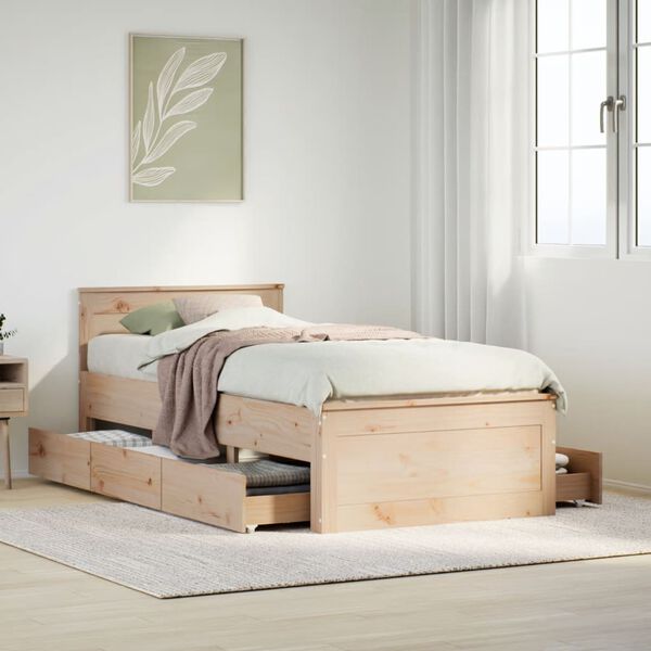 vidaXL Cadre de lit sans matelas avec t&ecirc;te de lit 100x200 cm bois pin