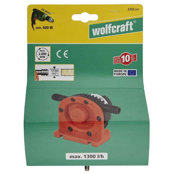 wolfcraft Pompe alimentée par perceuse 1300 l/h S=6 mm 2202000
