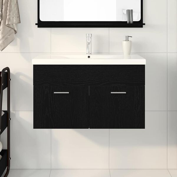 vidaXL Cabinet de salle de bain Chêne noir 80 x 38,5 x 46 cm
