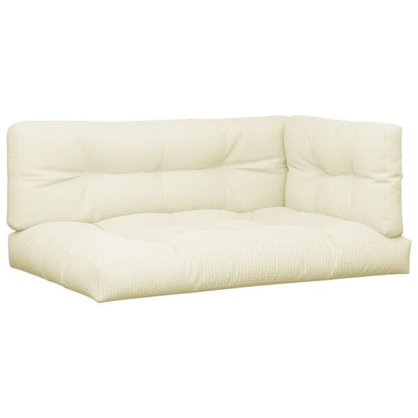 vidaXL Coussins de palette lot de 3 cr&egrave;me tissu