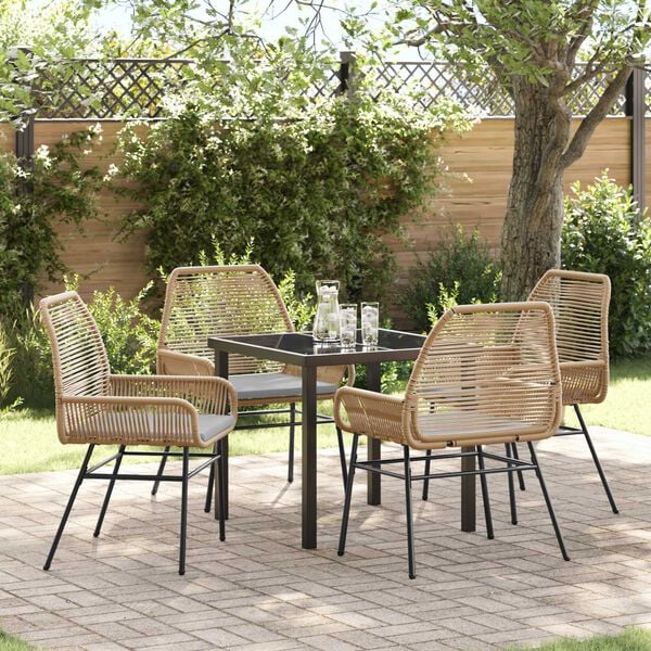 vidaXL Ensemble de salle &agrave; manger pour jardin 5 pcs Marron polyrotin