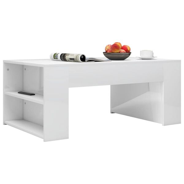 vidaXL Table basse blanc brillant 100x60x42 cm bois d'ingénierie