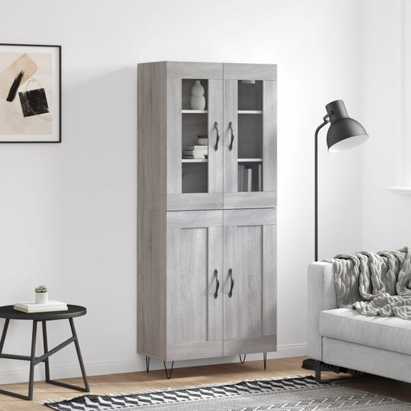 vidaXL Buffet haut Sonoma gris 69,5x34x180 cm Bois d'ing&eacute;nierie