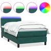 vidaXL Sommier &agrave; lattes de lit et matelas et LED vert fonc&eacute; 100x210cm velours