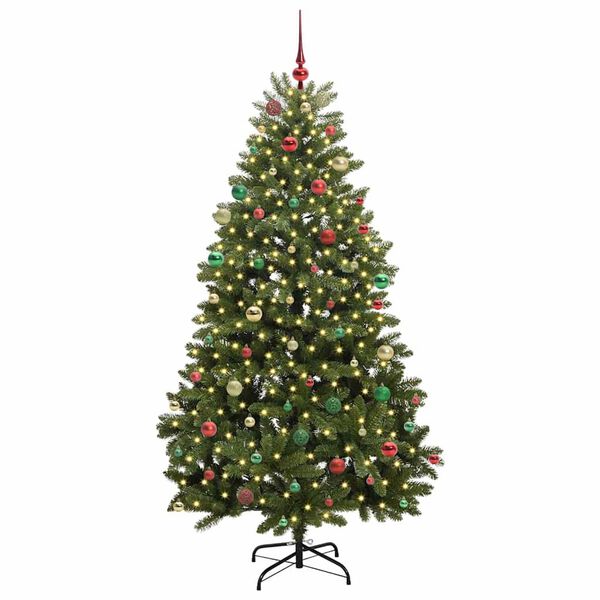vidaXL Sapin de No&euml;l artificiel avec 300 LED Vert 210 cm PVC et m&eacute;tal