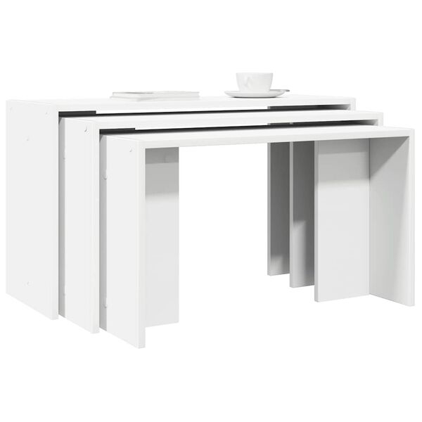 vidaXL Tables gigognes 3 pcs blanc bois d'ing&eacute;nierie