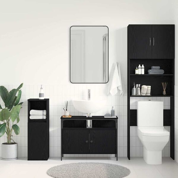 vidaXL Meuble de Lavabo de Salle de Bain Ch&ecirc;ne noir 80 x 30 x 60 cm