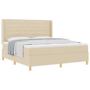 vidaXL Lit &agrave; ressorts avec matelas Cr&egrave;me 180 x 200 cm tissu