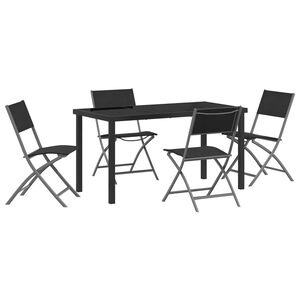 vidaXL Ensemble de salle &agrave; manger pour jardin 5 pcs Noir