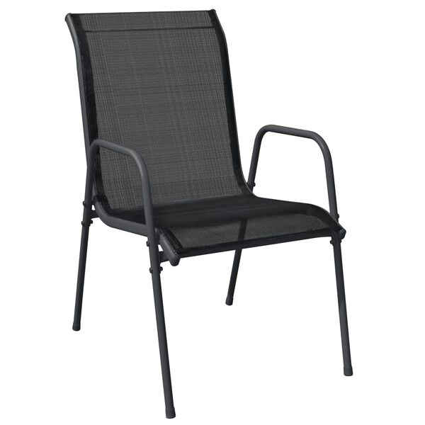 vidaXL Ensemble &agrave; manger de jardin 7 pcs noir textil&egrave;ne et acier
