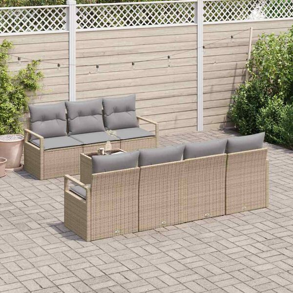 vidaXL Ensemble de canap&eacute; de jardin 8 pcs Beige, Gris 55 x 55 x 37 cm