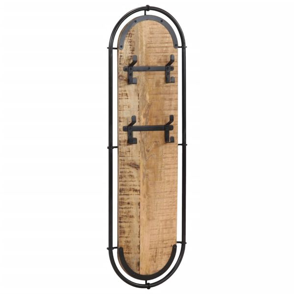 vidaXL Porte-manteaux muraux 4 crochets 2pcs bois massif manguier brut