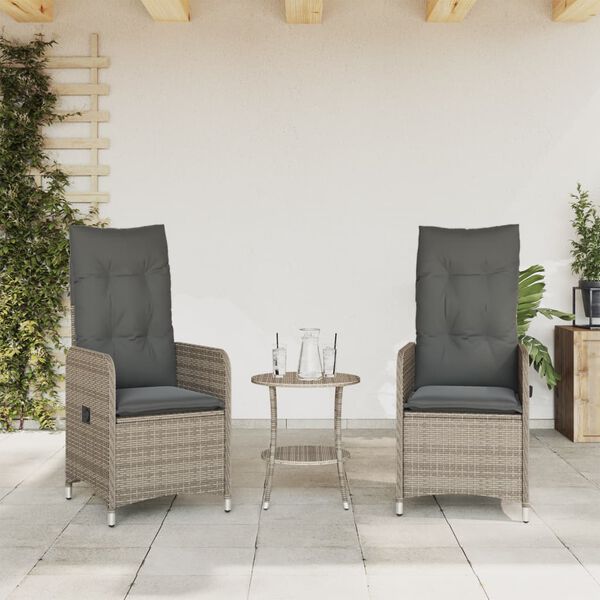 vidaXL Chaises inclinables de jardin lot de 2 et table r&eacute;sine tress&eacute;e