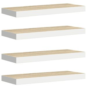 vidaXL &Eacute;tag&egrave;res flottantes 4 pcs ch&ecirc;ne et blanc 60x23,5x3,8 cm MDF
