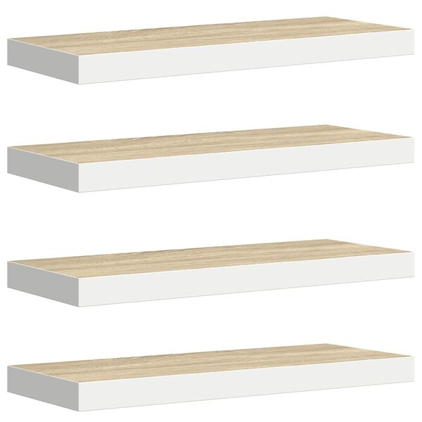 vidaXL &Eacute;tag&egrave;res flottantes 4 pcs ch&ecirc;ne et blanc 60x23,5x3,8 cm MDF