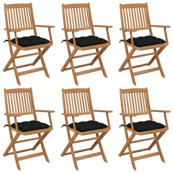 vidaXL Chaises pliables de jardin lot de 6 avec coussins Bois d'acacia