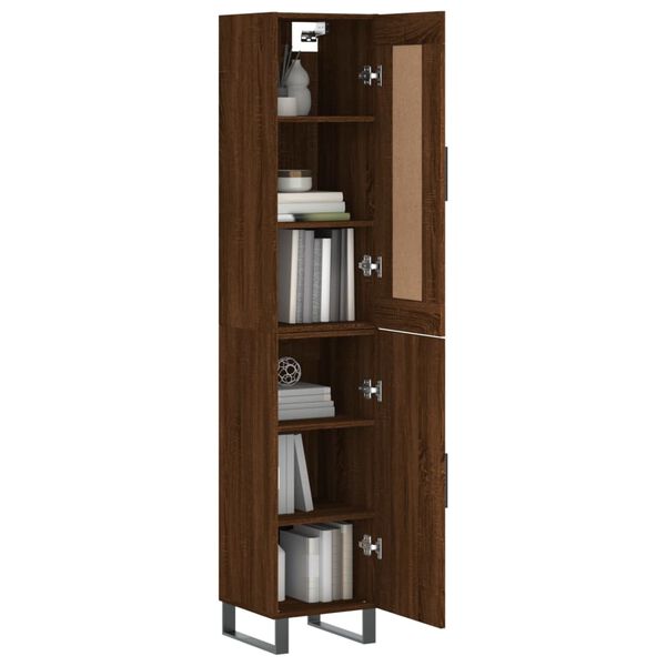 vidaXL Buffet haut Chêne marron 34,5x34x180 cm Bois d'ingénierie