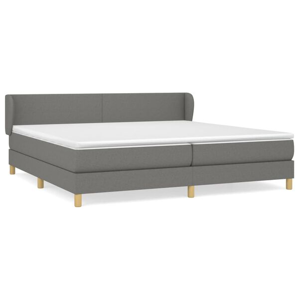 vidaXL Sommier &agrave; lattes de lit avec matelas Gris fonc&eacute; 200x200cm Tissu