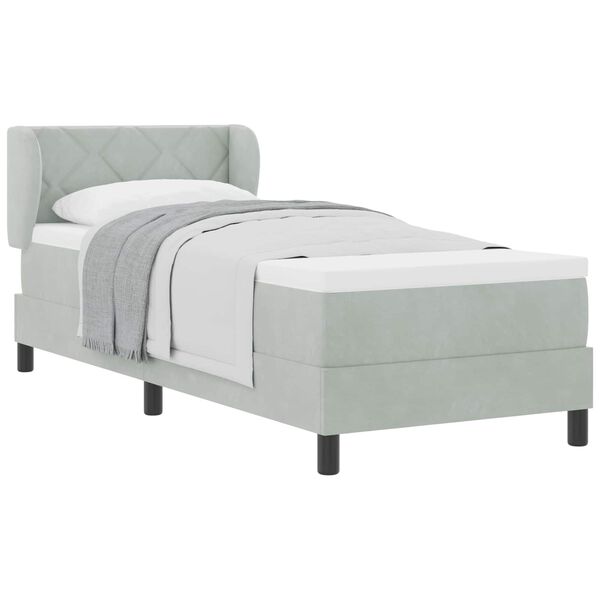 vidaXL Lit &agrave; ressorts avec matelas Gris clair 80 x 200 cm Velours