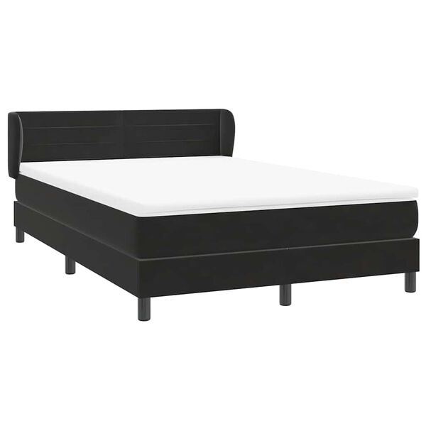 vidaXL Sommier &agrave; lattes de lit avec matelas noir 140x210 cm velours