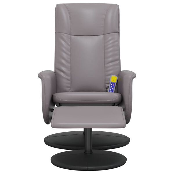 vidaXL Fauteuil inclinable de massage avec repose-pied gris similicuir