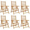 vidaXL Fauteuils pliants inclinables, 6 pi&egrave;ces, beige, en bois d'acacia massif