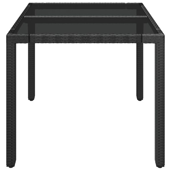 vidaXL Table de jardin dessus en verre Noir 90x90x75 cm Résine tressée