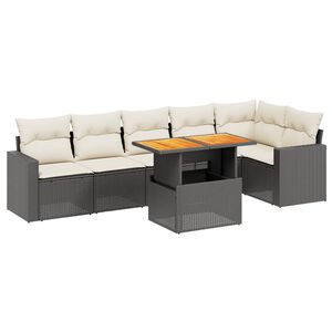 vidaXL Salon de jardin 7 pcs avec coussins noir r&eacute;sine tress&eacute;e