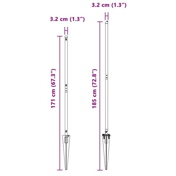 vidaXL Poteau de cl&ocirc;ture. 52 pcs Gris 3,2 x 3,2 x 140 cm