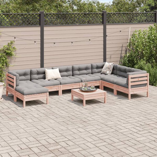 vidaXL Salon de jardin 9 pcs et coussins bois massif&nbsp;sapin de douglas