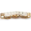 vidaXL Salon de jardin 11 pcs avec coussin Cr&egrave;me Bois d'acacia solide
