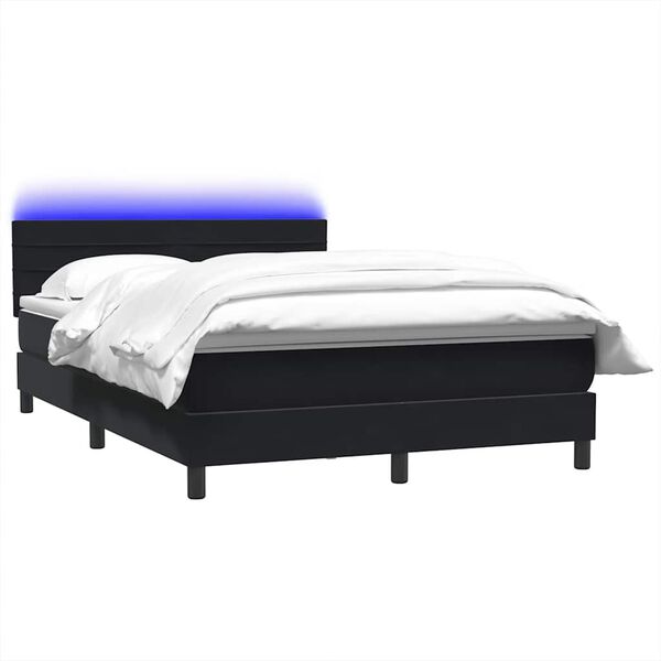 vidaXL Sommier &agrave; lattes de lit avec matelas et LED noir 140x210 cm velours