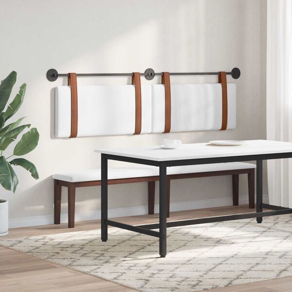 vidaXL T&ecirc;te de lit suspendue Uni Blanc 170 x 55 x 5 cm PU antique