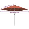 vidaXL Tissu de remplacement de parasol d'extérieur Terre cuite 300 cm