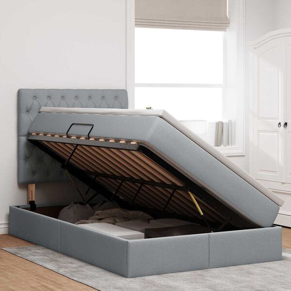 vidaXL Lit avec rangement et LED Gris clair 120 x 190 cm Polyester