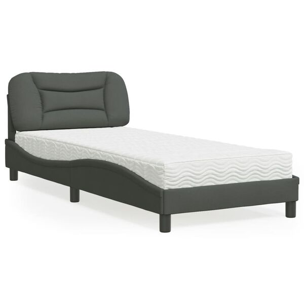 vidaXL Lit avec matelas Hvar gris fonc&eacute; 80x200 cm tissu