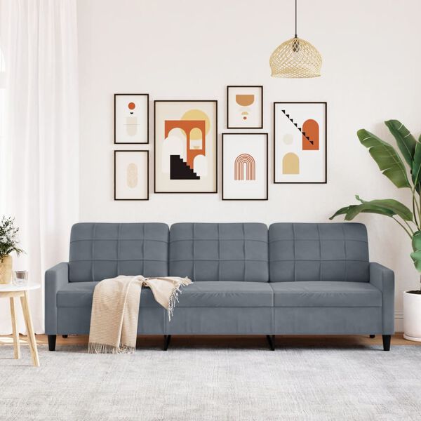 vidaXL Canapé à 3 places Gris foncé 210 cm Velours
