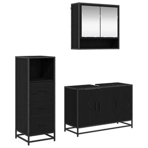 vidaXL Ensemble de mobilier de salle de bain 3 pc Ch&ecirc;ne noir