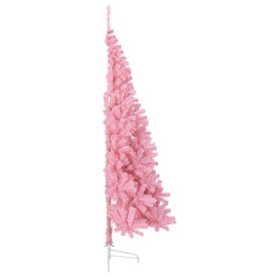 vidaXL Demi sapin de Noël artificiel avec support Rose 210 cm PVC