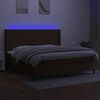 vidaXL Sommier &agrave; lattes de lit matelas et LED Marron fonc&eacute; 200x200 cm